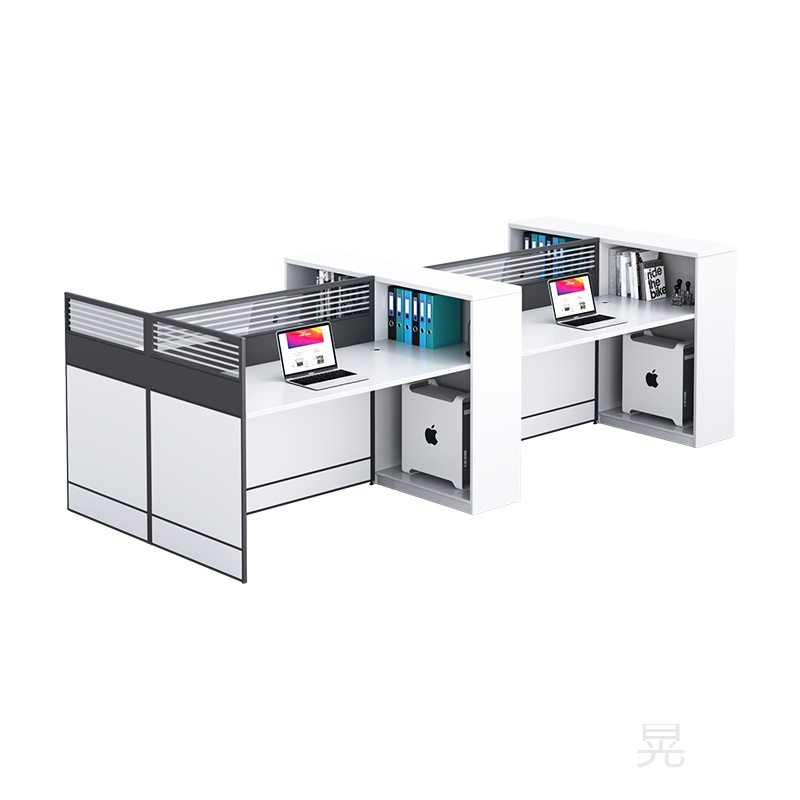洛来宝职员办公桌屏风工位员工电脑桌简约财务桌隔断卡座员工位一字单人位（含侧柜活动柜）单位：套 白色
