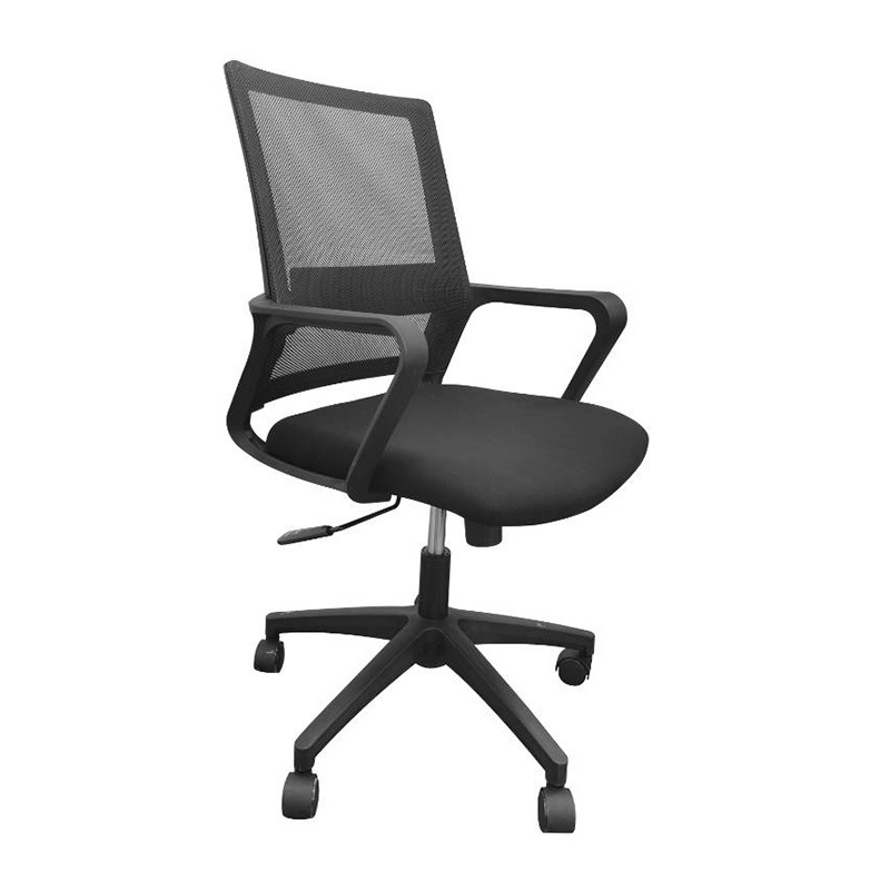 洛来宝办公椅会议培训椅职员工作休闲转椅可升降舒适办办公椅转椅 黑网黑框靠背椅  黑色  