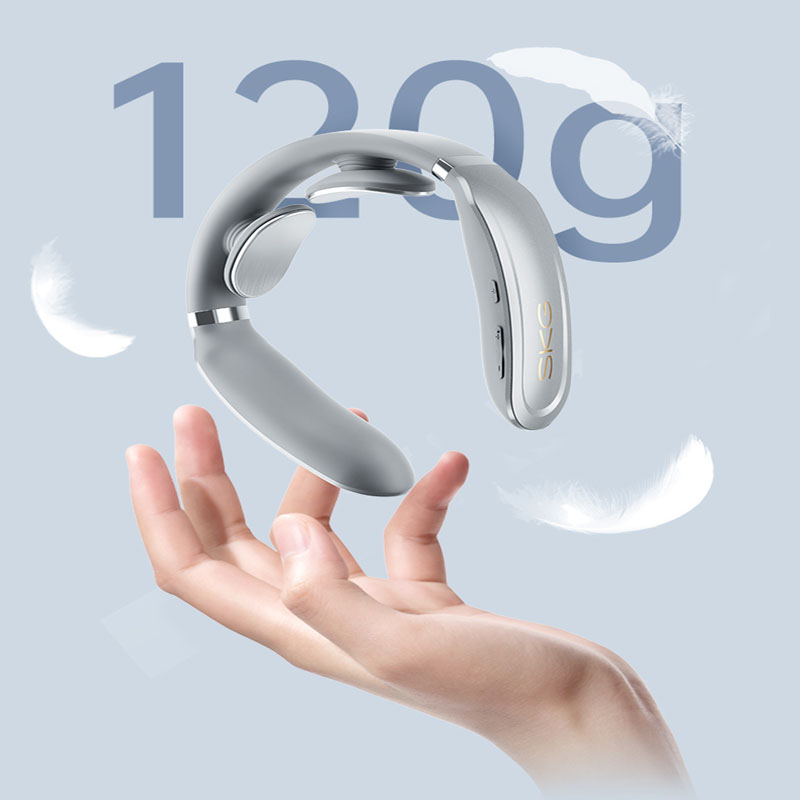 SKG颈椎按摩器 中频理疗仪颈椎按摩仪肩颈按摩器 颈椎经络电脉冲护颈仪热敷颈椎病辅助治疗仪  极光色  