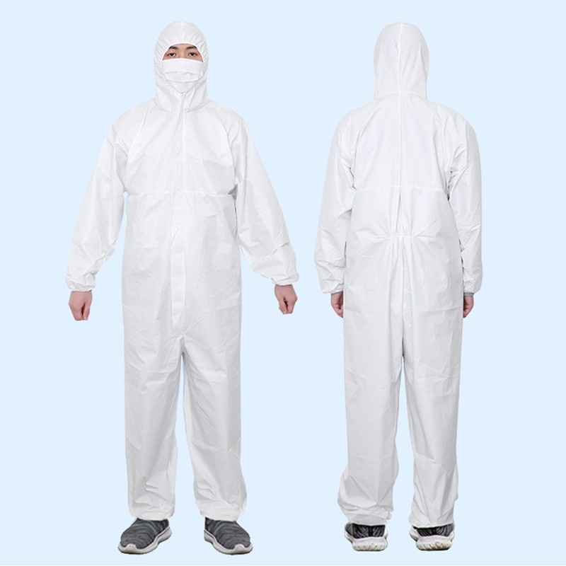 者也 一次性连体连帽防护服防水全身隔离防护衣可重复使用 PP+PE双层覆膜 L码送护目镜  白色  