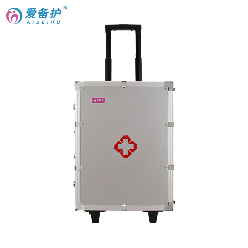 爱备护 专业救护急救箱（综合型） 铝合金拉杆 ABH-M004C（带拉杆）  金属银 铝合金边框、铝塑面板  含60种82件急救用品 银色
