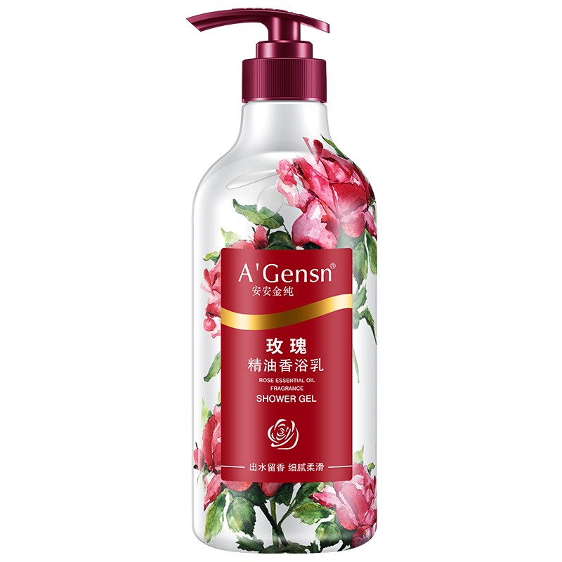 安安金纯玫瑰精油香浴乳750g  玫瑰红色  