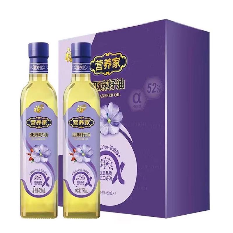 福临门营养家亚麻籽油750ml*2礼盒装（单位：盒） 紫色