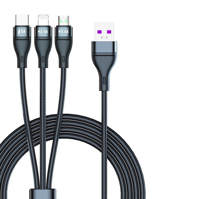 浦诺菲（PIVOFUL） 66W超级快充一拖三数据线2米加长版  小蛮腰（单位：根）红色  小蛮腰一拖三数据线黑色  