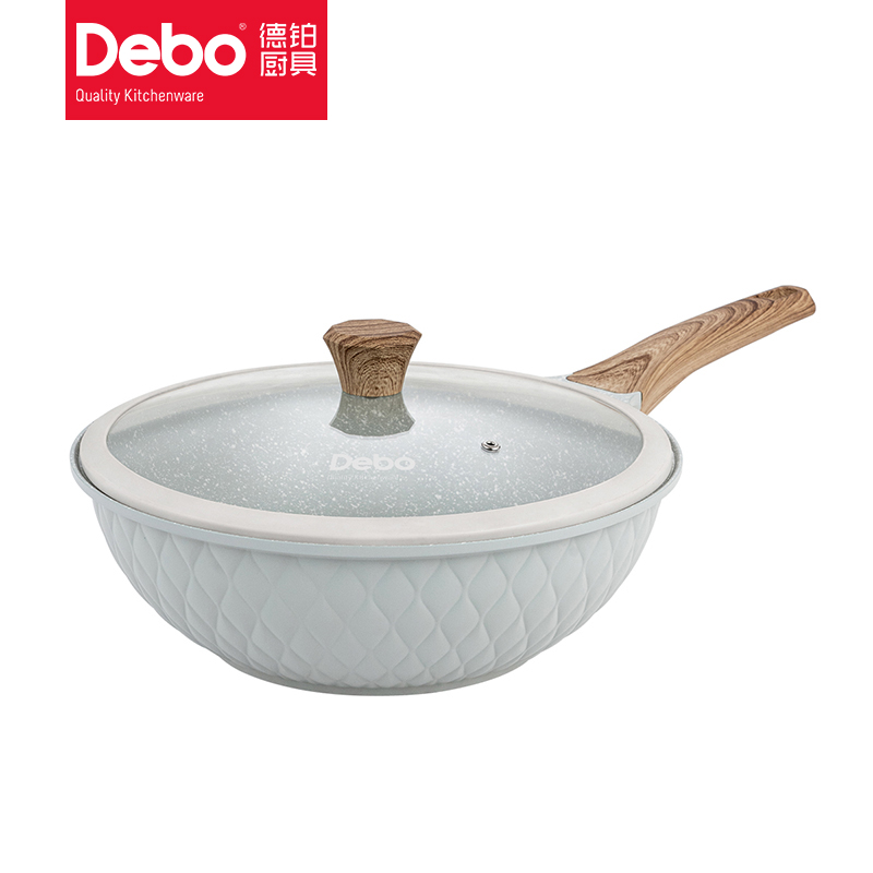 德铂（Debo）富勒姆 炒锅30cm DEP-816（单位：个） 浅灰色