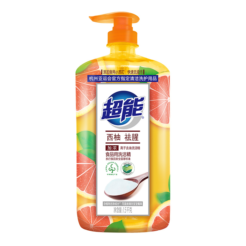 超能 加浓离子去油洗洁精 西柚祛腥 1.5kg*1瓶 混色（单位：袋）