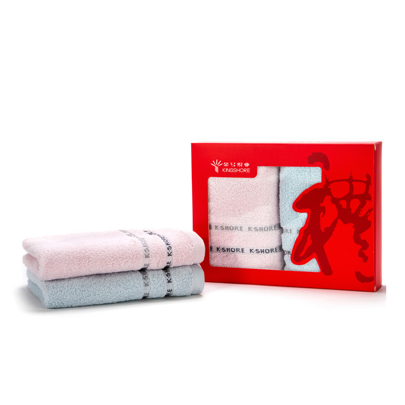金号（KING SHORE）双条毛巾彩盒装  HY1678  纯棉 60*30cm（单位：盒） 粉色+蓝色