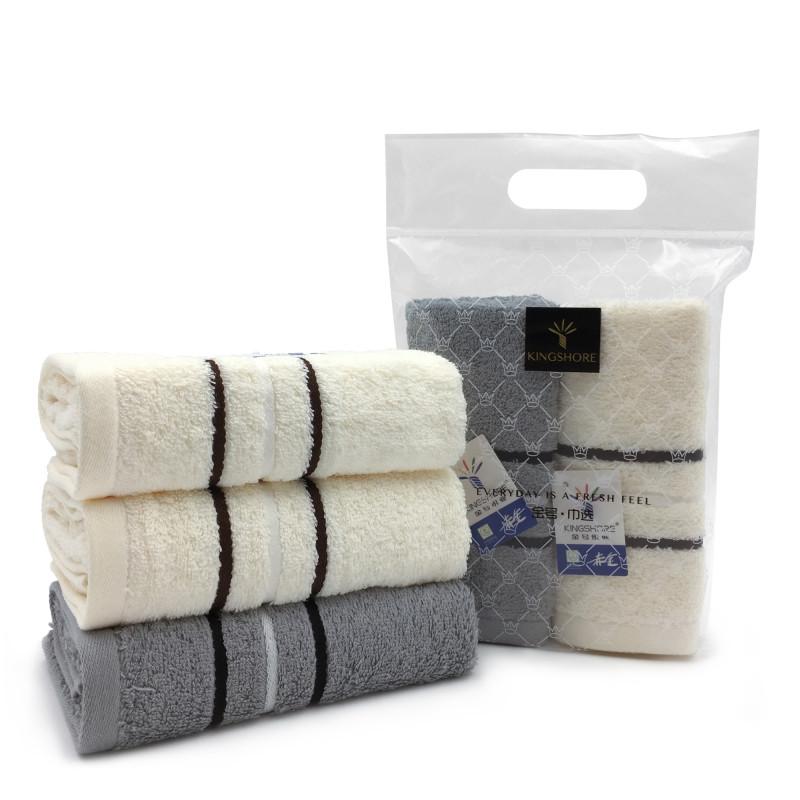 金号（KING SHORE）双条方巾巾选袋装 HY6118 纯棉 35*33cm （单位：袋） 灰色+米白