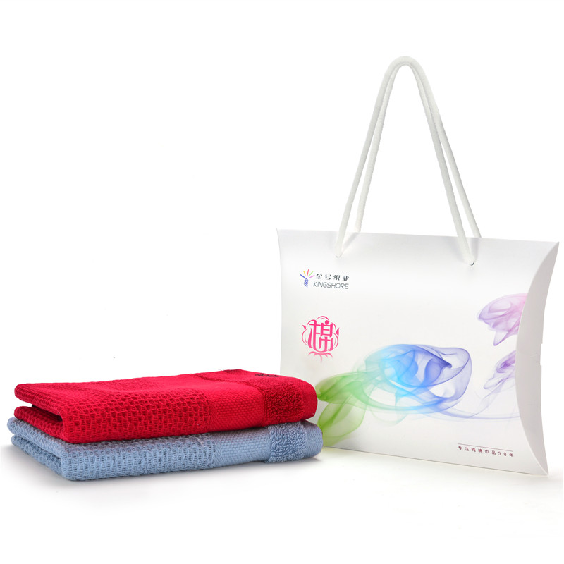 金号（KING SHORE）双条毛巾彩盒装  HY1668 纯棉 60*30cm（单位：盒） 红色蓝色混色