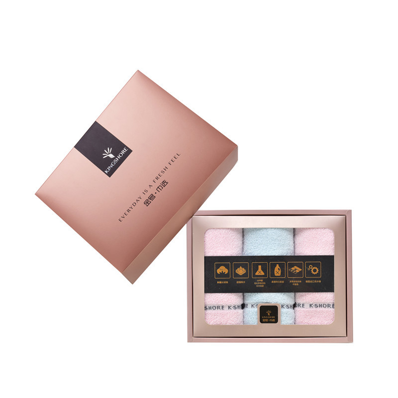 金号（KING SHORE）三条毛巾礼盒装 HY1678 纯棉 60*30cm （单位：盒） 粉蓝混色