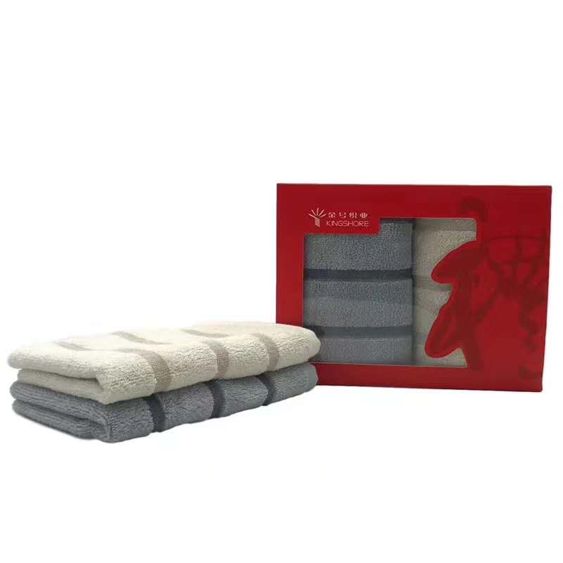 金号（KING SHORE）双条毛巾彩盒装  HY1698 纯棉 60*30cm（单位：盒） 棕灰混色