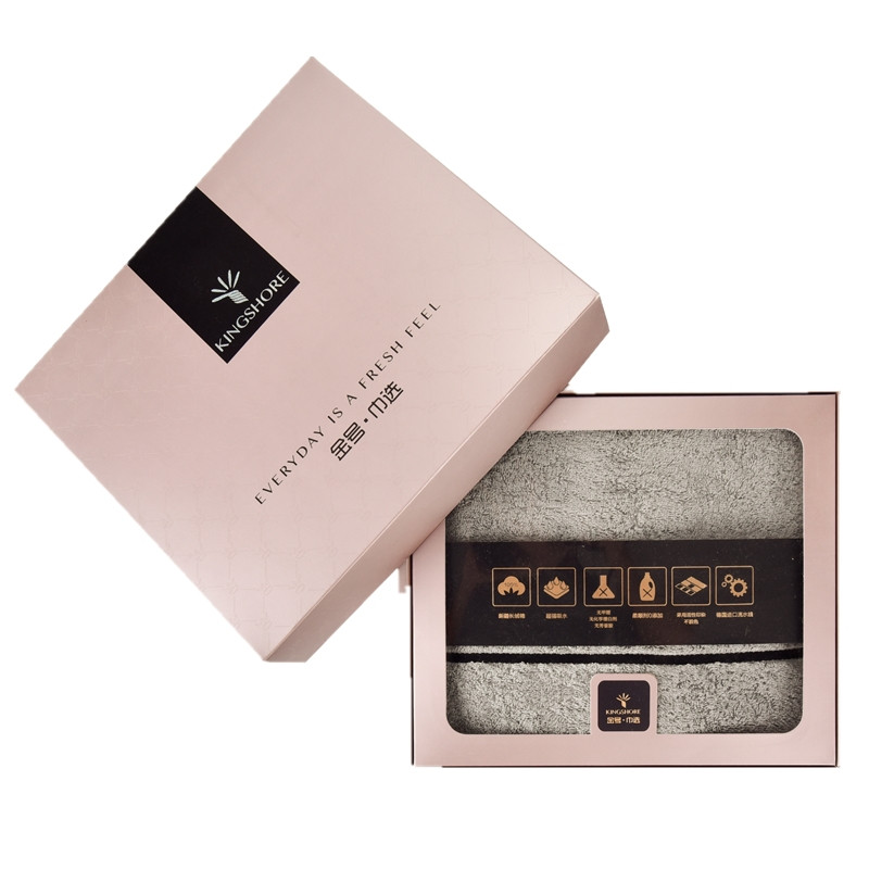 金号（KING SHORE）浴巾单条礼盒装 HY3118 纯棉 70*140cm （单位：盒）  灰色米白随机  