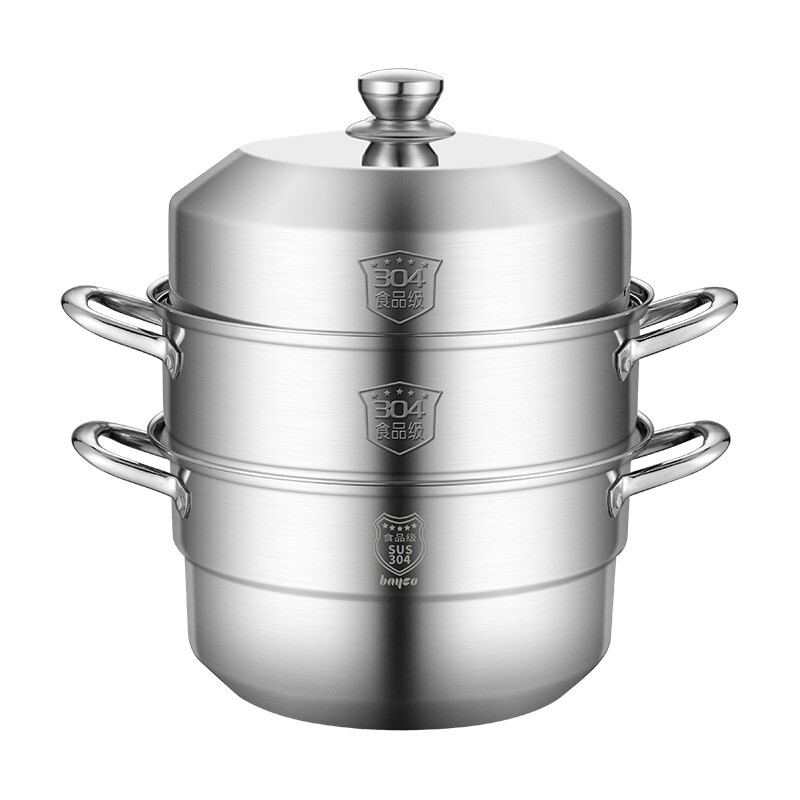 拜格(BAYCO)至臻系列 304全钢蒸锅三层 30CM【BG1393】（单位：件） 不锈钢色