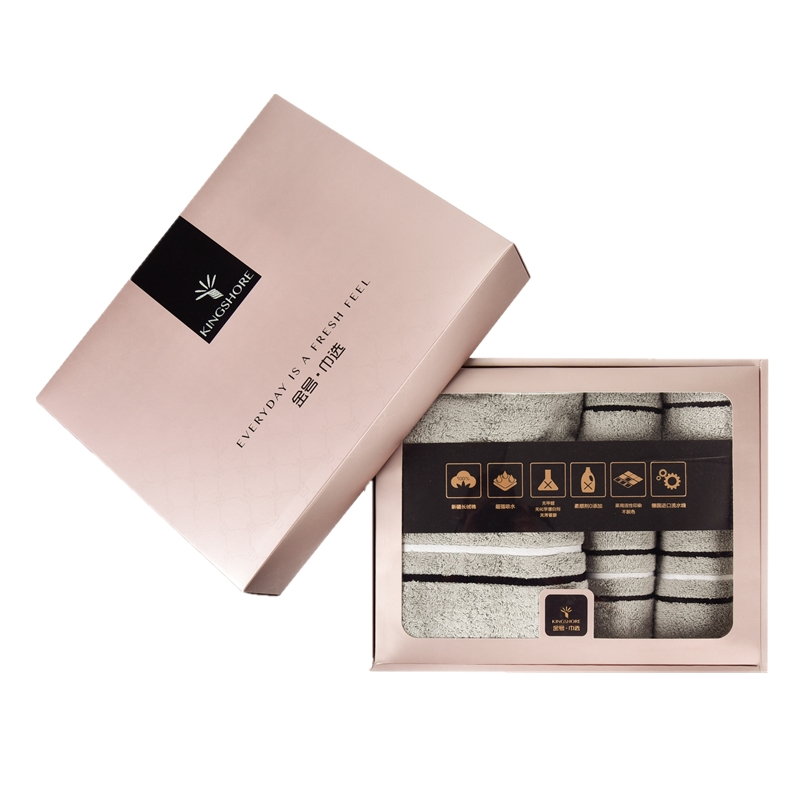 金号（KING SHORE）壹浴巾两方巾两毛巾礼盒装 HY3118 纯棉 140*70cm 35*33cm 70*34cm（单位：盒）  灰色米白混色  