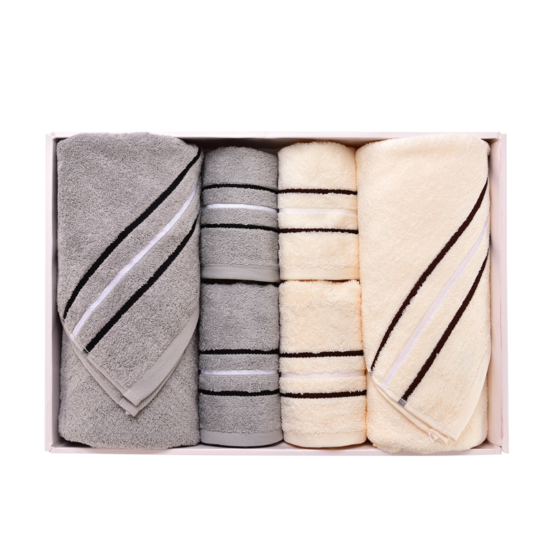 金号（KING SHORE） HY3118-17 浴巾*2+方巾*2+毛巾*2 纯棉强吸水 灰色米白混色（单位：盒）