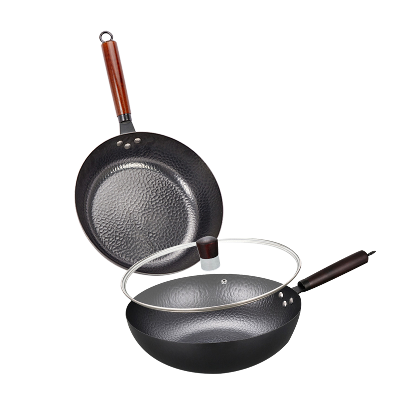 A-TIMES吉纳维亚锻打锅炒锅（配盖）煎锅两件套CJ-21007-2（单位：套） 黑色