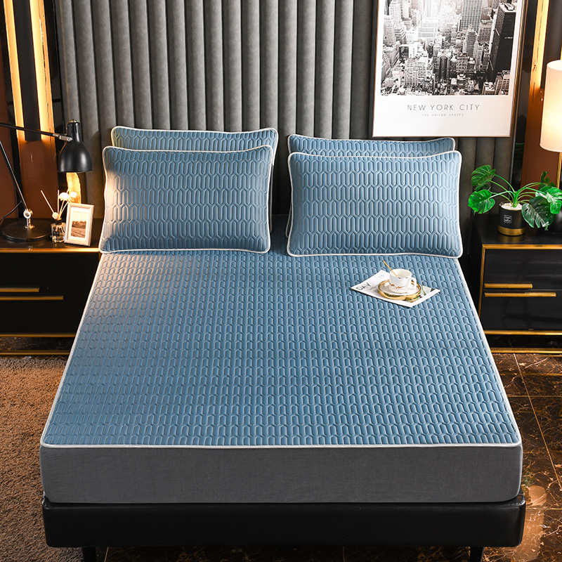 北极绒 乳胶席三件套180x200cm  水蓝色  1.8米床