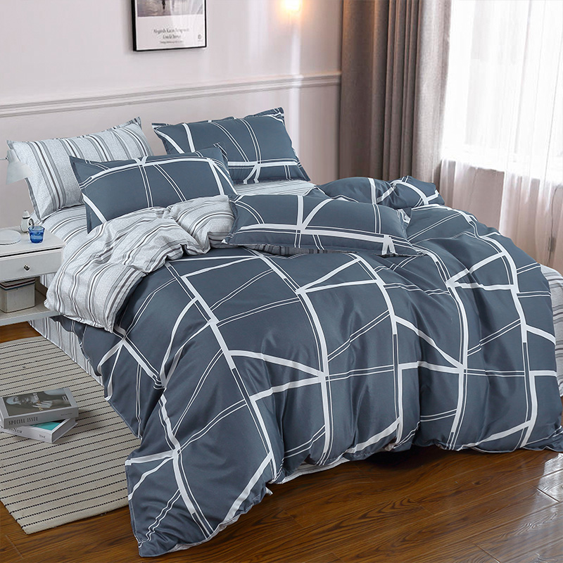 北极绒 蔚蓝格调四件套200x230cm  深空灰  2米床